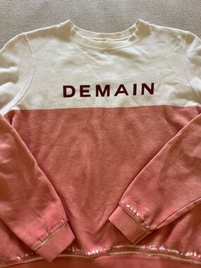 Sezane x Bobo Choses DEMAIN Pink & Cream Crewneck Sweatshirt